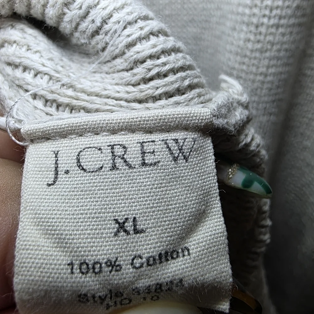 J.Crew Men’s Cotton Quarter-Zip Sweater – XL – Textured Knit Light Grey